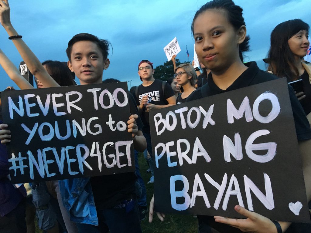 "Never too young to (forget"); "Botox Mo Pera ng Bayan"